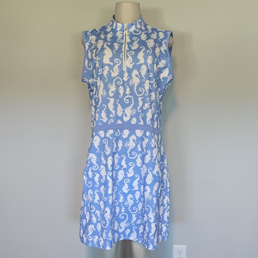 Anaclare Active Cornflower Blue/White Seahorse Themed Dress-Xl
